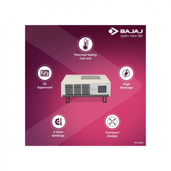 Bajaj Blow Hot 2000 Watts Fan Heater WhiteBlack