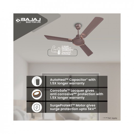 Bajaj Crescent 12S1 1200mm Choco Brown and Copper Ceiling Fan