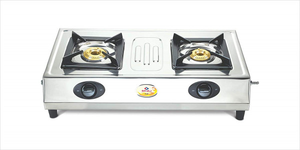 Image of Bajaj Cx 8 Stainless Steel 2 Burner Open Gas Stove, Silver