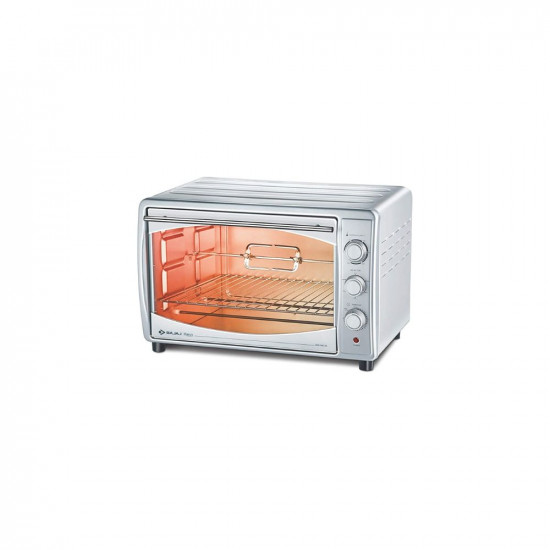 Bajaj Majesty 4500 TMCSS 45 Litre Oven Toaster Grill 45 Litres OTG with Motorised Rotisserie Convection Fan Stainless Steel Body Transparent Glass Door 2 Year Warranty Silver