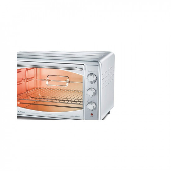 Bajaj Majesty 4500 TMCSS 45 Litre Oven Toaster Grill 45 Litres OTG with Motorised Rotisserie Convection Fan Stainless Steel Body Transparent Glass Door 2 Year Warranty Silver