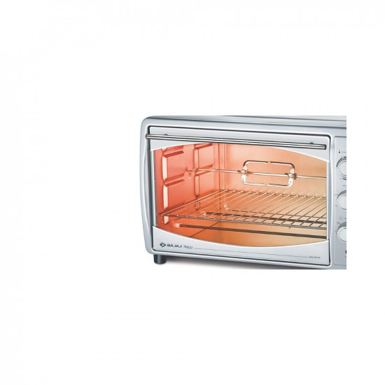Bajaj Majesty 4500 TMCSS 45 Litre Oven Toaster Grill 45 Litres OTG with Motorised Rotisserie Convection Fan Stainless Steel Body Transparent Glass Door 2 Year Warranty Silver