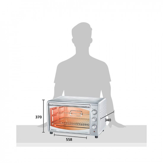 Bajaj Majesty 4500 TMCSS 45 Litre Oven Toaster Grill 45 Litres OTG with Motorised Rotisserie Convection Fan Stainless Steel Body Transparent Glass Door 2 Year Warranty Silver