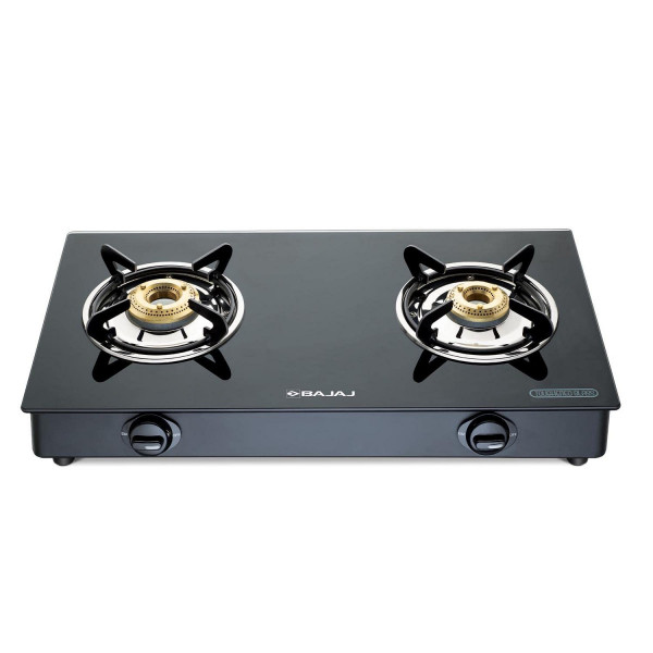 Image of Bajaj NBAI Powder Coated Glasstop Gas Stove with Non Battery Auto Ignition, 2 Burner, Black