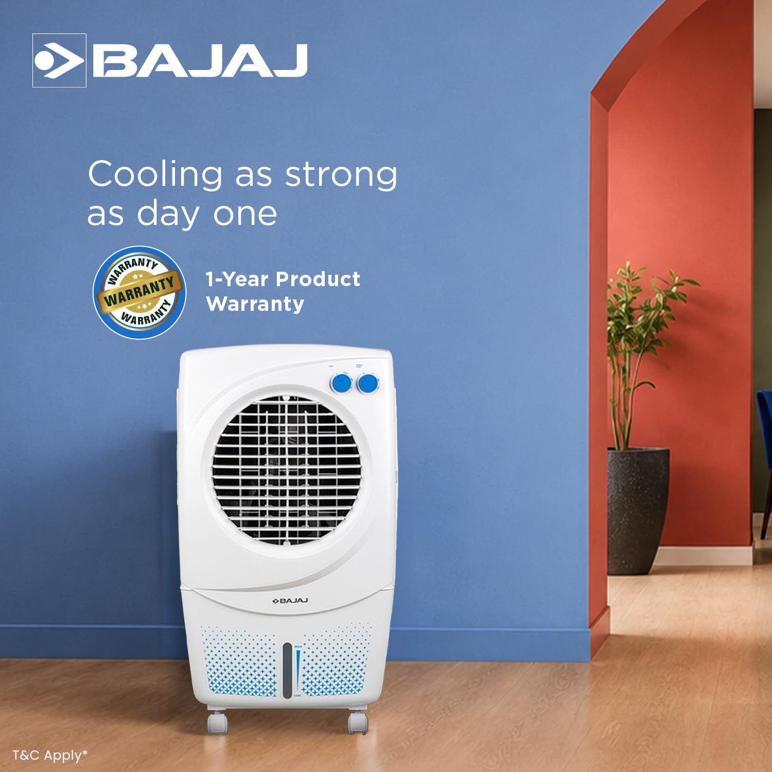 Bajaj PX 97 Torque New 36L Personal Air Cooler For RoomHoneycomb Cooling PadsHigh-Speed 30Ft Powerful Air Throw3-Speed ControlPortable Cooler-Home1 Yr Product WarrantyWhite