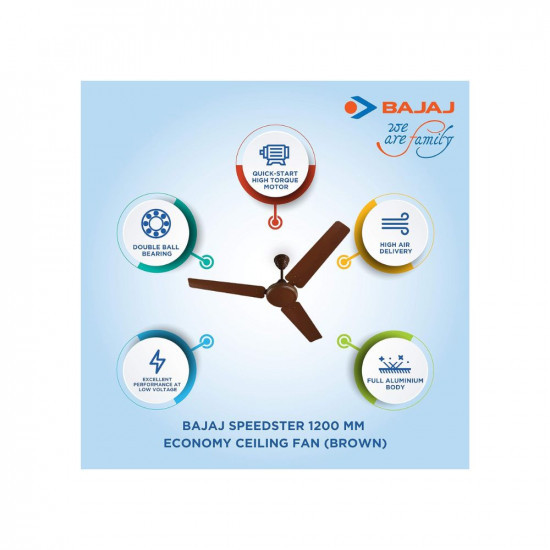 Bajaj Speedster 1200 mm Economy Ceiling Fan Brown