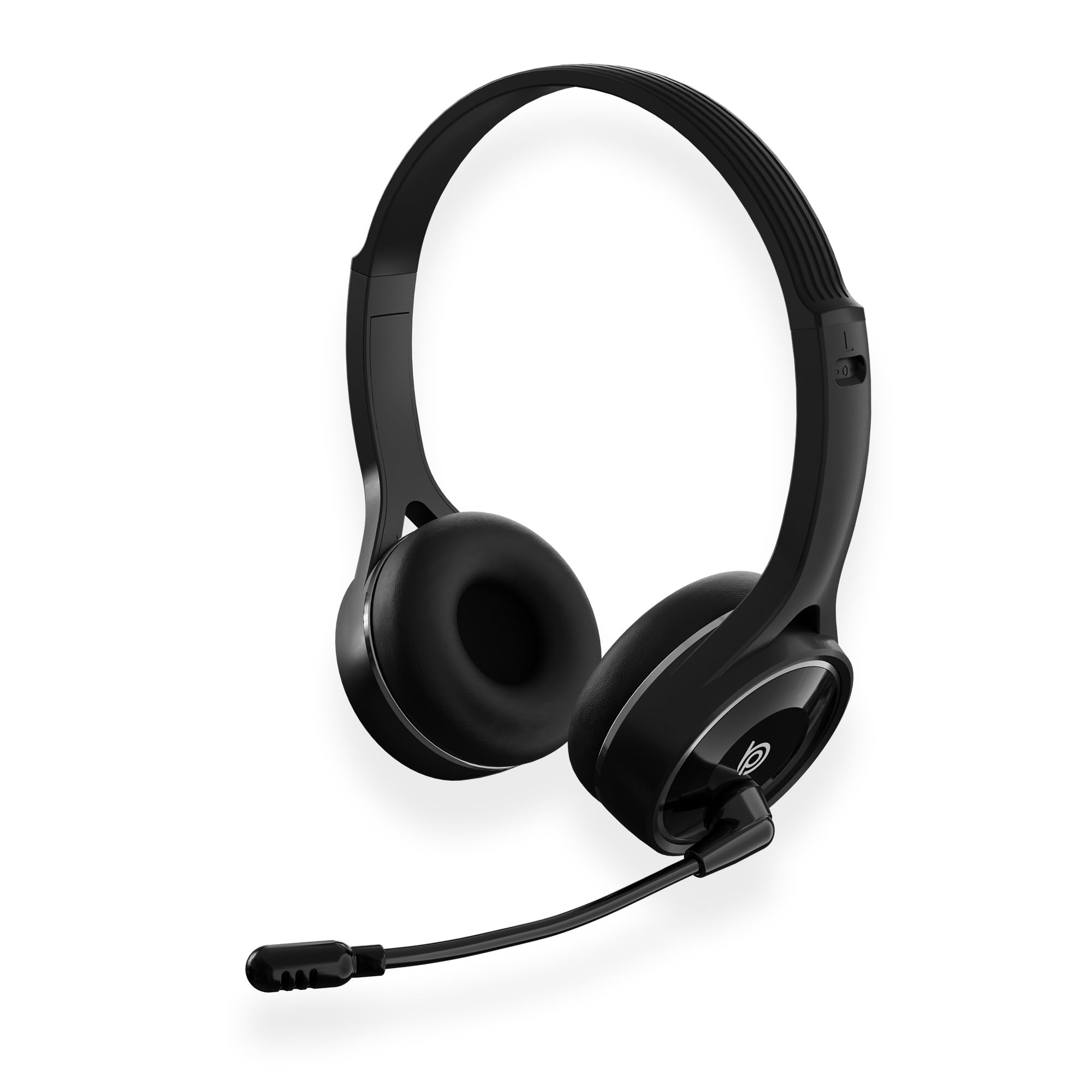 BigPassport Bluetooth Wireless Over-Ear Headset with Mic Noise-Cancelling Headphones for Skype Zoom Online Meetings Call Center Office PC Laptop Pro-AirBp30 Black