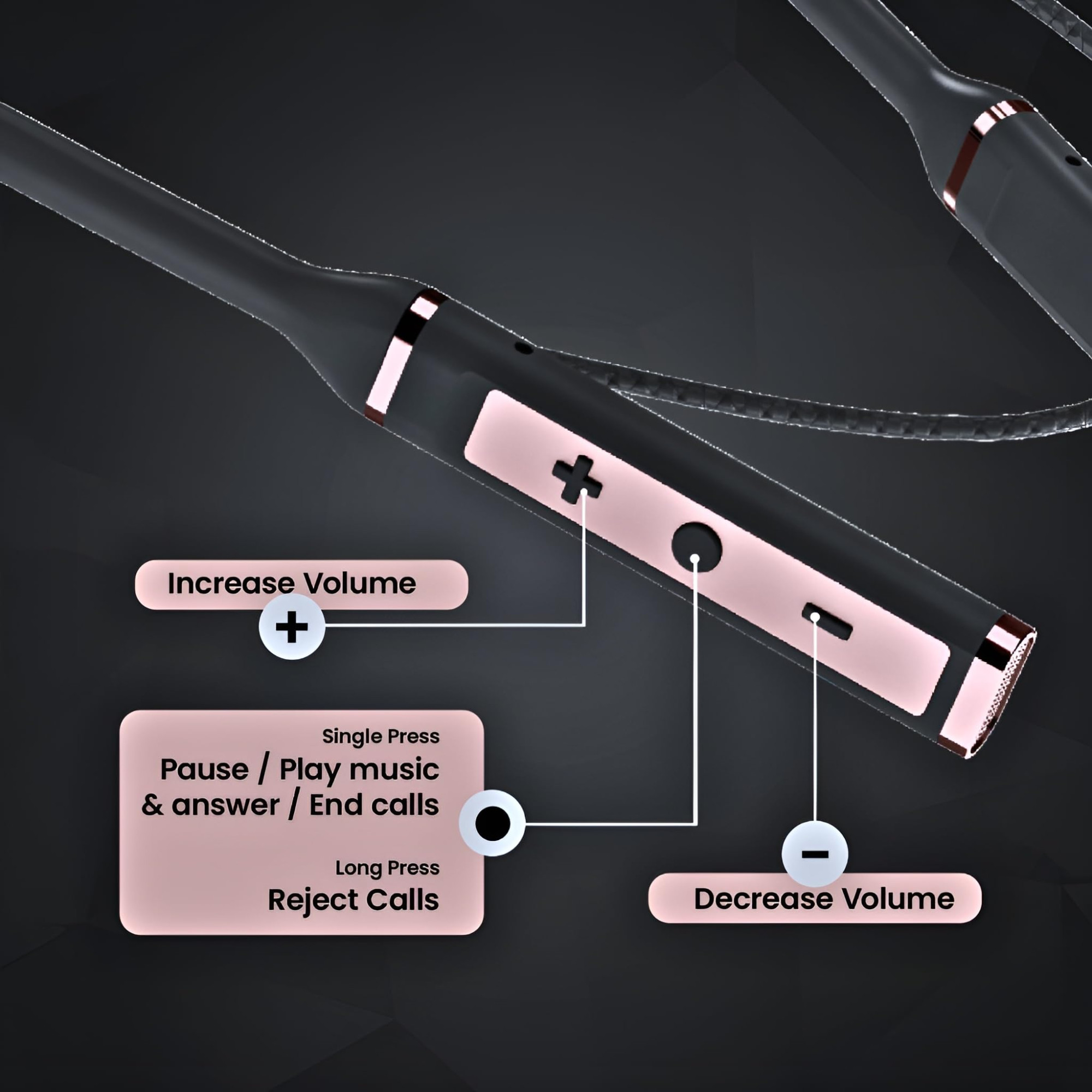 Black-R Bluetooth Wireless in Ear Earphones with Mic Bombastic Bass - 13 mm Drivers Dust and Water Resistant Fast Charge Low Latency v54 Bluetooth Neckband Black