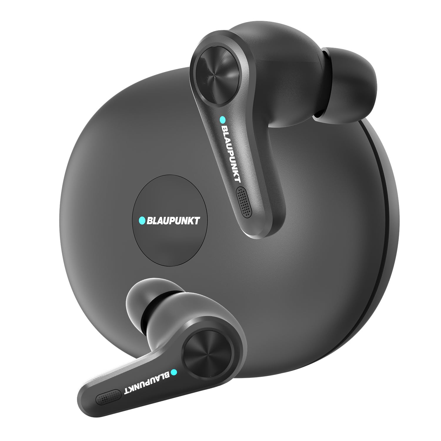 Blaupunkt BTW300 Rhodium Moskha Hybrid ANC in Ear Earbuds with 50dB I 6 Mics CRISPR ENC I Blink Pair Tech I Ambient Mode Noise Cancelling I TurboVolt Fast ChargingEbony Black
