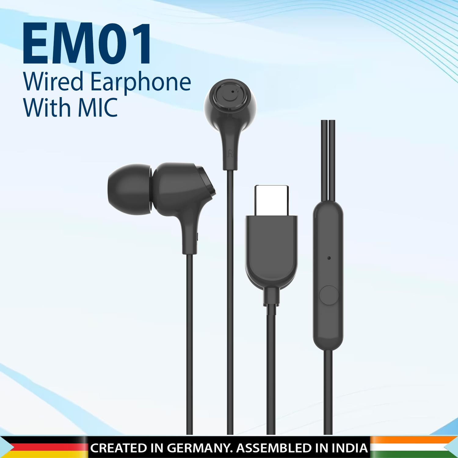 Blaupunkt EM01 in-Ear Type C Wired Earphone with Mic and Deep Bass HD Sound Mobile Headset with Noise Isolation