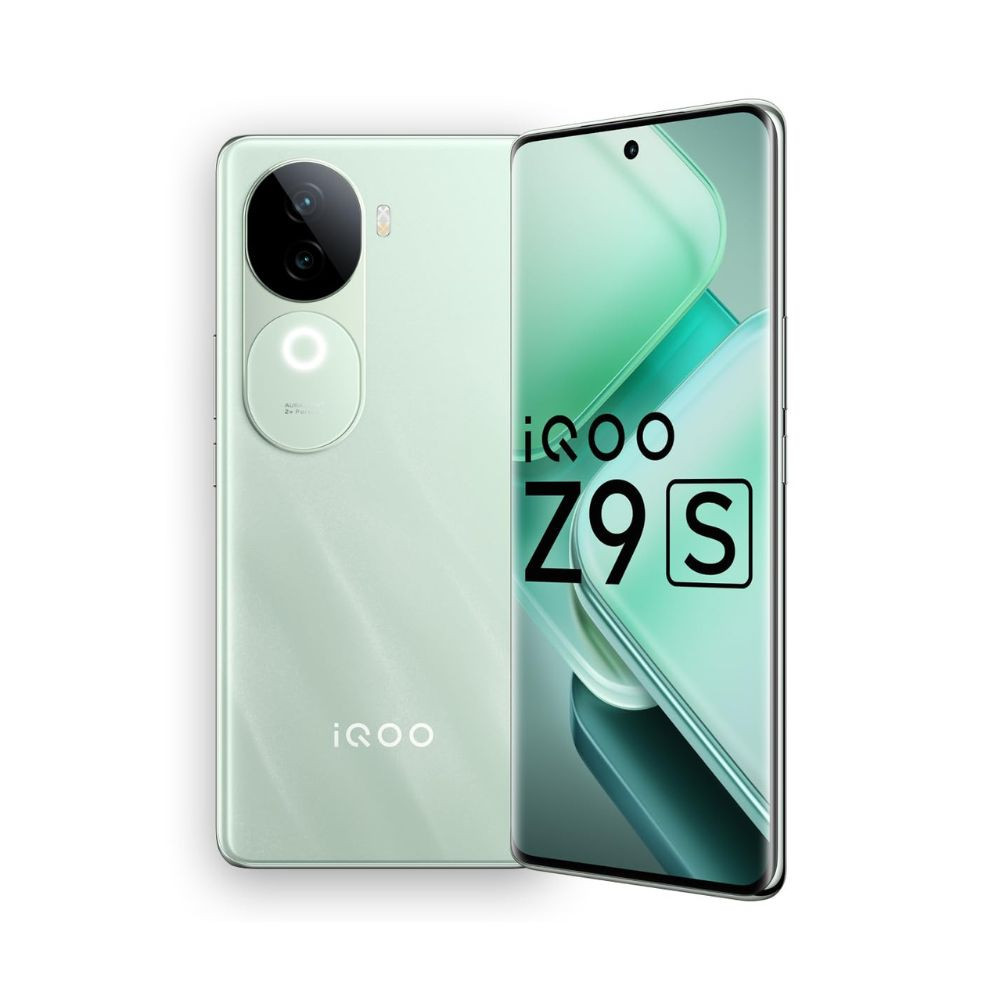 iQOO Z9s 5G Onyx Green 8GB RAM 128GB Storage 120 Hz 3D Curved AMOLED Display 5500 mAh Ultra-Thin Battery Dimesity 7300 5G Processor Sony IMX882 OIS Camera with Aura Light