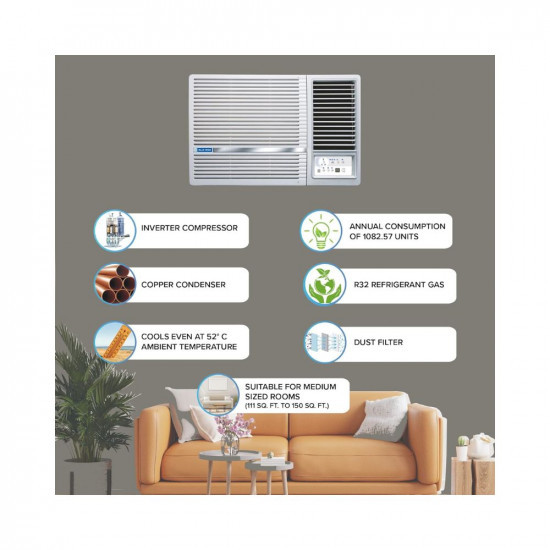 Blue Star 15 Ton 5 Star Inverter Window AC 2023 Model Copper Condenser Dust Filter WIB518LN