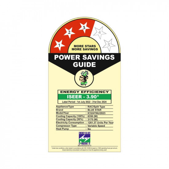 Blue Star 2 Ton 3 Star Convertible 5 in 1 Cooling Inverter Split AC Copper Summer Cool Smart Ready Auto Defrost Stabalizer Free Operations Dust Filters Blue Fins 2023 Model IC324YNU White