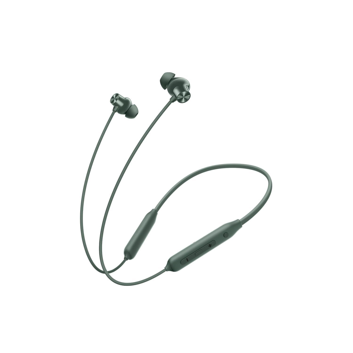 Bluetooth Wireless in Ear Earphones Compatible with OnePlus Bullets Z2 ANC with Mic Bombastic Bass 10 Mins Charge - 20 Hrs Music 30 Hrs Battery LifeGreen