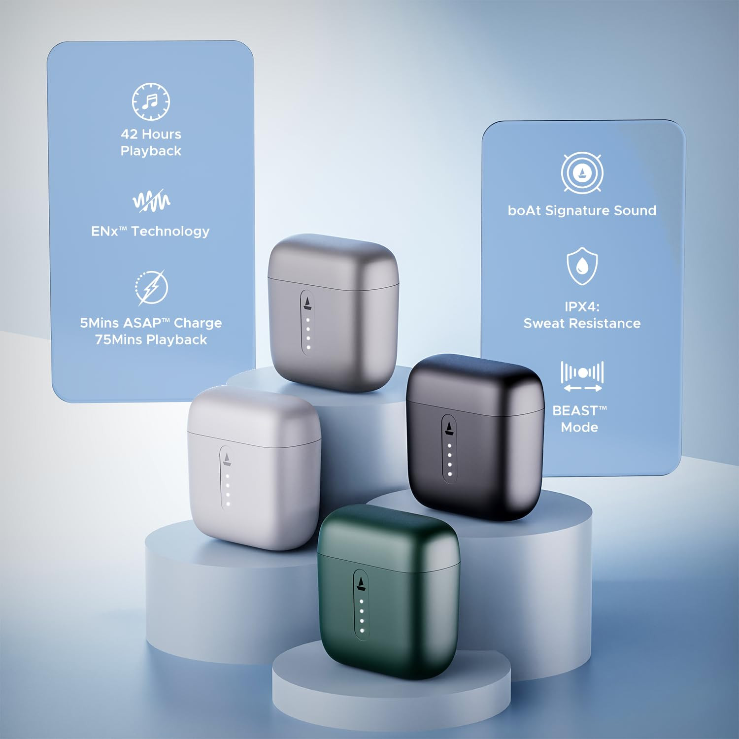 boAt Airdopes 141 Airdopes 148 Low Latency ENx Tech 42HRS Battery Fast Charge IWP IPX4 v51 Bluetooth Earbuds TWS Ear Buds Wireless Earphones with mic Bold Black