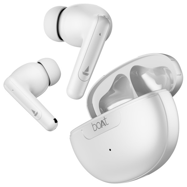 Image of boAt Airdopes 161 ANC TWS Earbuds w/ 32 dB ANC, 50 hrs Playback, 50 ms Low Latency BEASTTM Mode, IWPTM Tech, Dual EQ Modes, 4 Mics with ENx, ASAP Charge, Bluetooth v5.3(White)