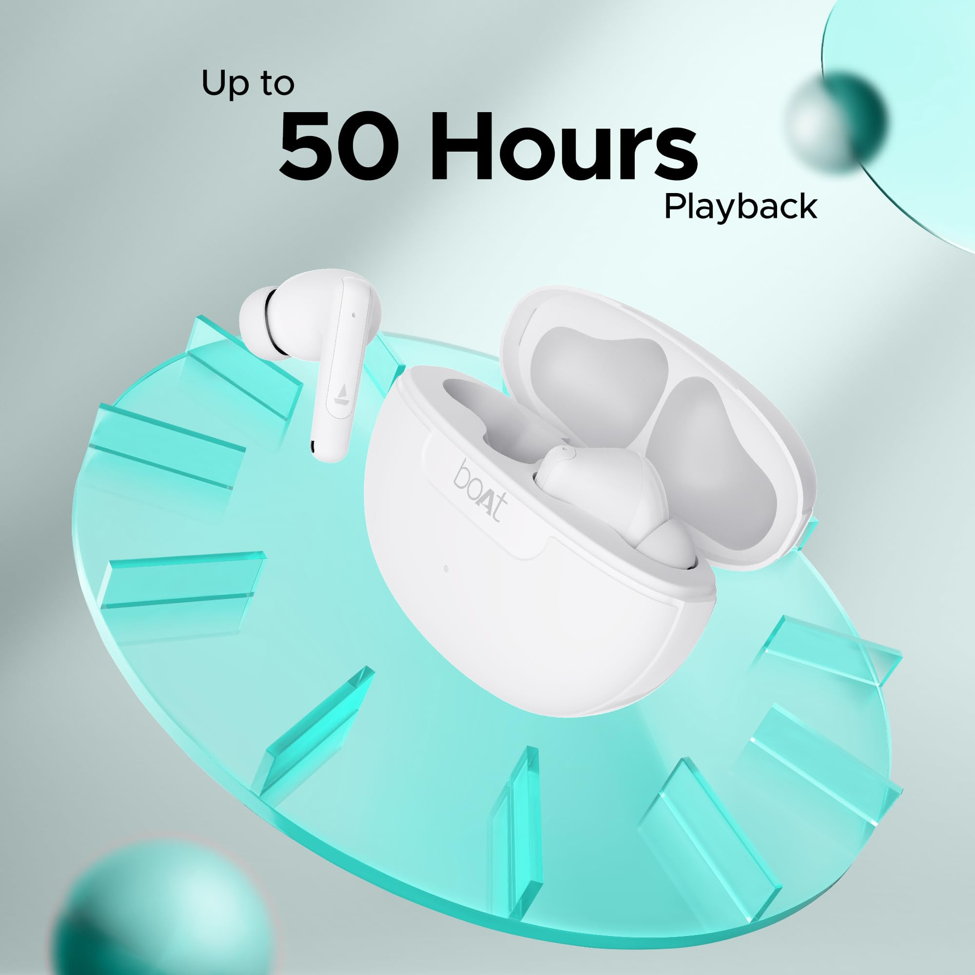 boAt Airdopes 161 ANC TWS Earbuds w 32 dB ANC 50 hrs Playback 50 ms Low Latency BEASTTM Mode IWPTM Tech Dual EQ Modes 4 Mics with ENx ASAP Charge Bluetooth v53White