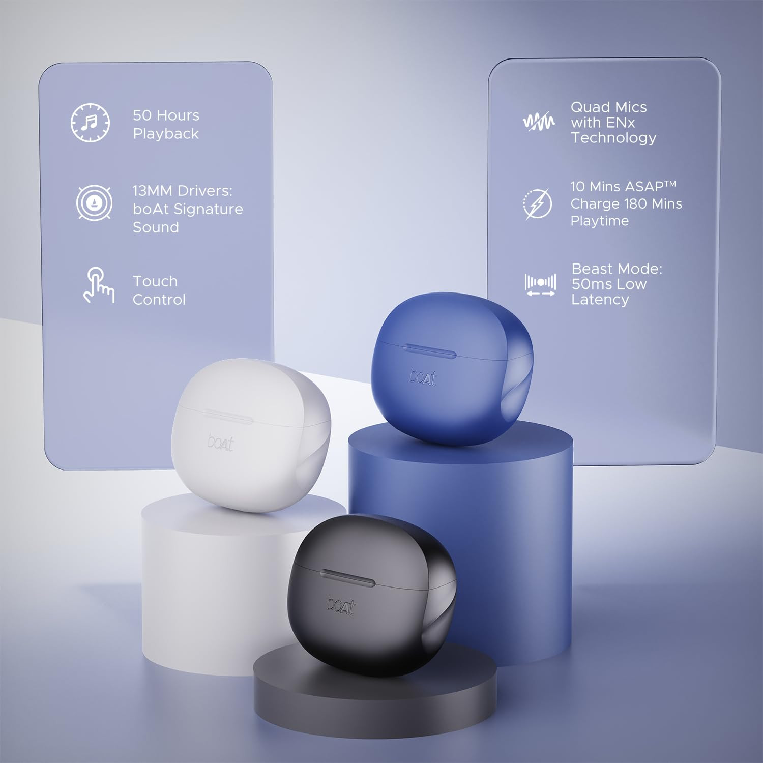 boAt Airdopes 170 TWS in Ear Earbuds with 50H Playtime Quad Mics Enx Tech Low Latency Mode 13Mm Drivers ASAP Charge Ipx4 Iwp Touch Controls Bt V53Classic Black