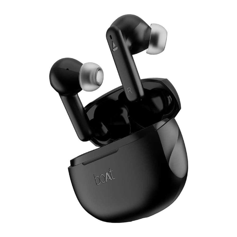 boAt Airdopes 170 TWS in Ear Earbuds with 50H Playtime Quad Mics Enx Tech Low Latency Mode 13Mm Drivers ASAP Charge Ipx4 Iwp Touch Controls Bt V53Classic Black