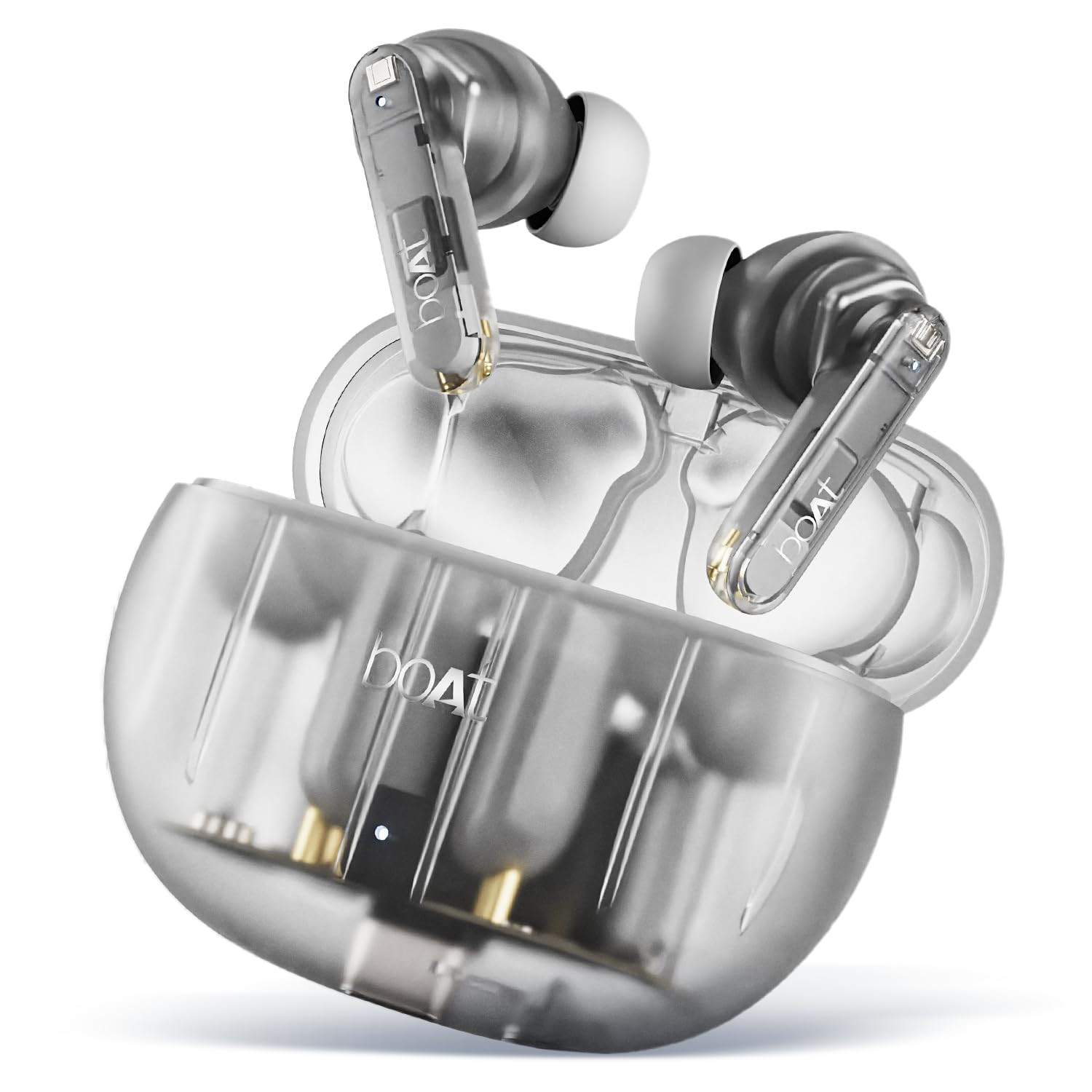 boAt Airdopes 191 ANC 32dB ANC Ambient Mode 60HRS Battery 4Mics ENx in-Ear Detection IWP Tech Fast Charge v53 Bluetooth Earbuds TWS Ear Buds Wireless Earphones with mic Pellucid White
