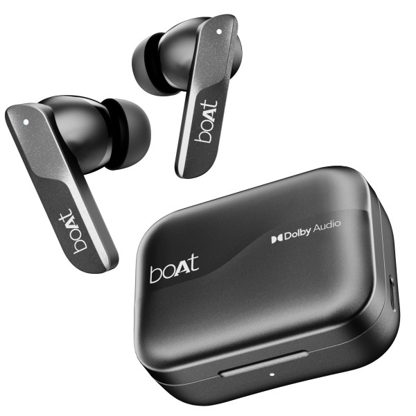 Image of boAt Airdopes 800, Dolby Audio, Adaptive EQ by Mimi, 4Mics AI ENx, App Support, Fast Charge, Low Latency, IPX5, v5.3 Bluetooth TWS in Ear Earbuds Wireless Earphones with mic (Interstellar Black)