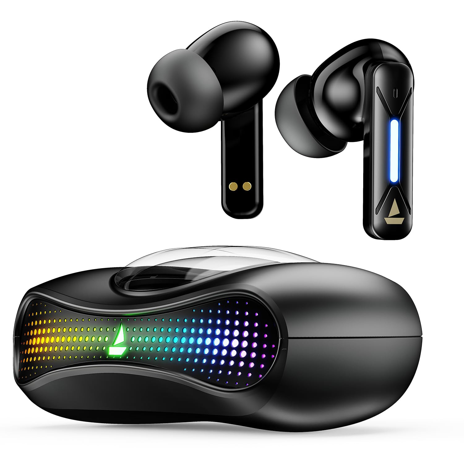 boAt Airdopes Drift TWS in Ear Earbuds 40hrs Playback Beast Mode40ms Latency 4 Mics with ENx Car-Shaped ID with RGB LEDs ASAP Charge IWP Tech BT v54 IPX4 ResistanceBlack Sabre
