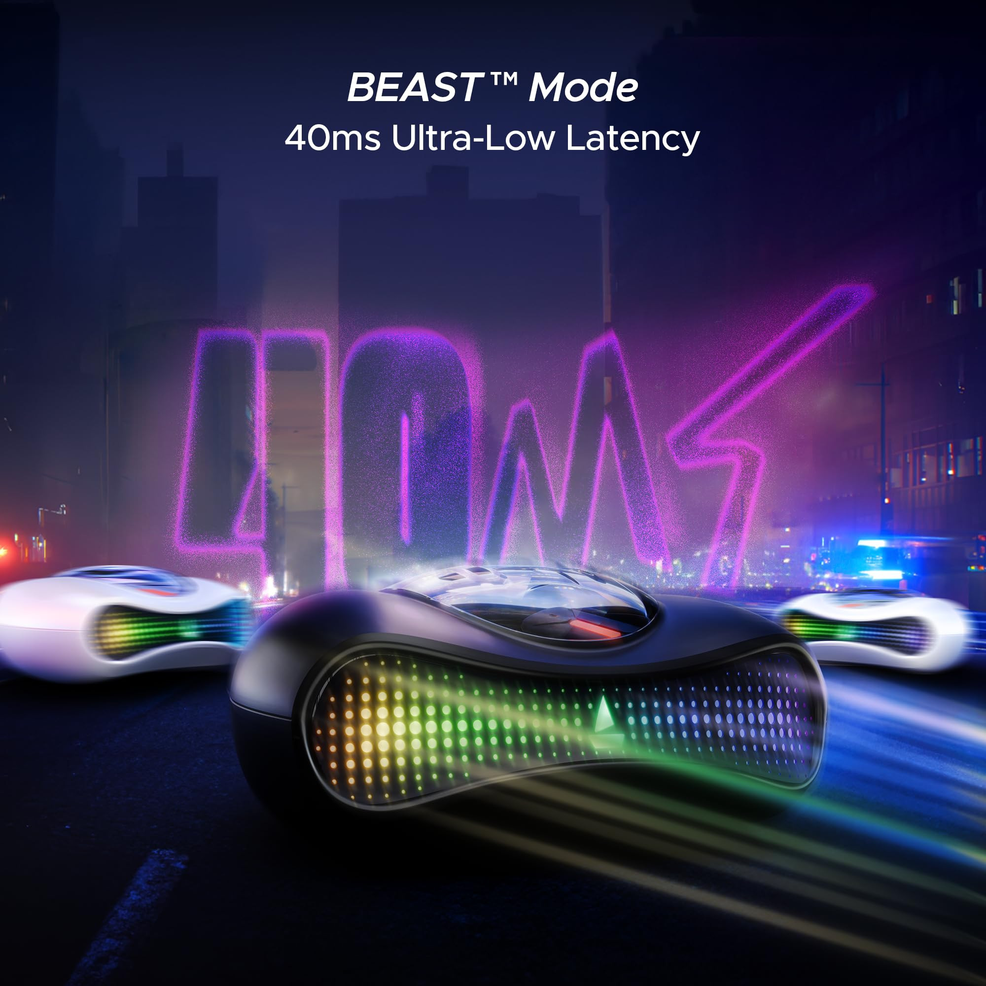 boAt Airdopes Drift TWS in Ear Earbuds 40hrs Playback Beast Mode40ms Latency 4 Mics with ENx Car-Shaped ID with RGB LEDs ASAP Charge IWP Tech BT v54 IPX4 ResistanceBlack Sabre