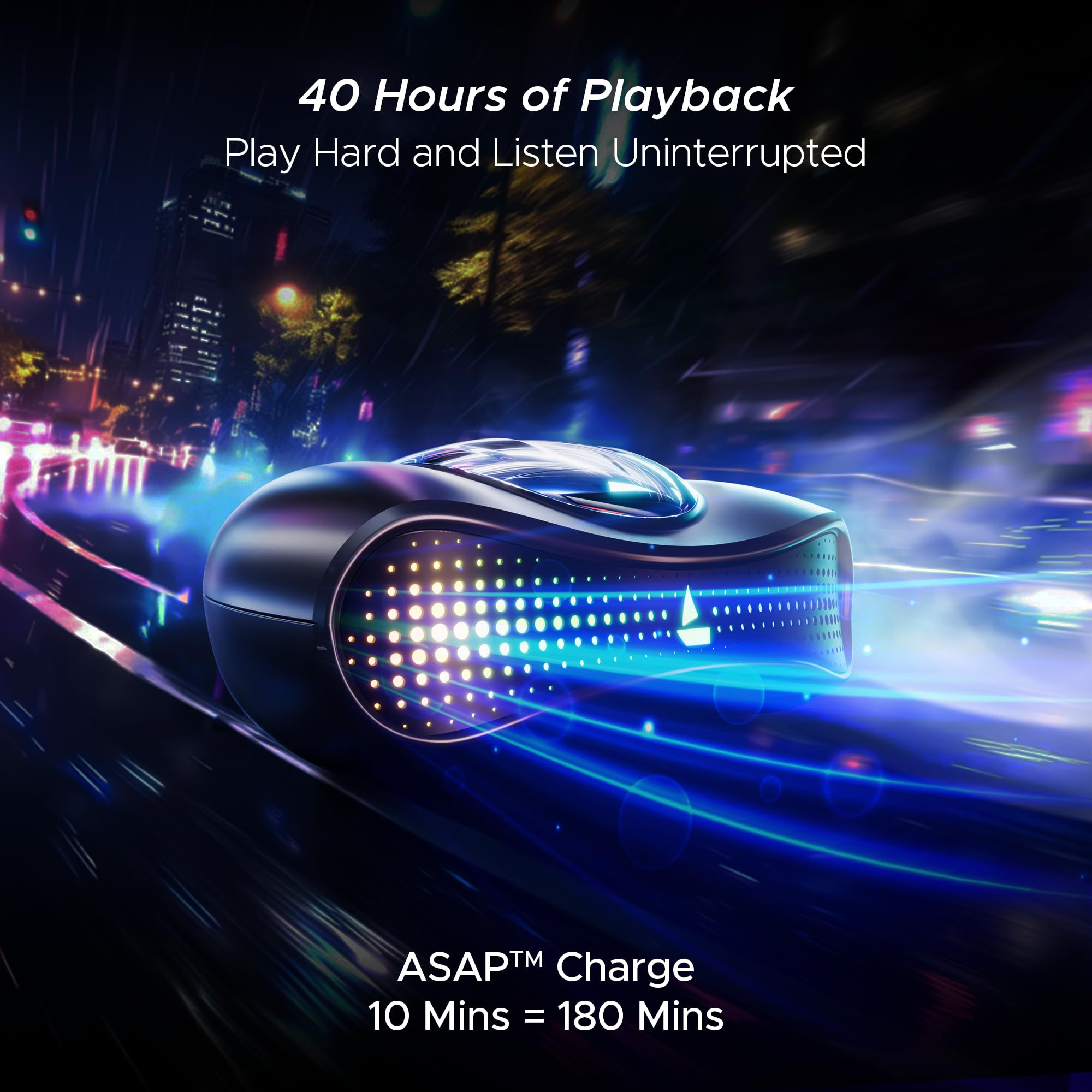 boAt Airdopes Drift TWS in Ear Earbuds 40hrs Playback Beast Mode40ms Latency 4 Mics with ENx Car-Shaped ID with RGB LEDs ASAP Charge IWP Tech BT v54 IPX4 ResistanceBlack Sabre