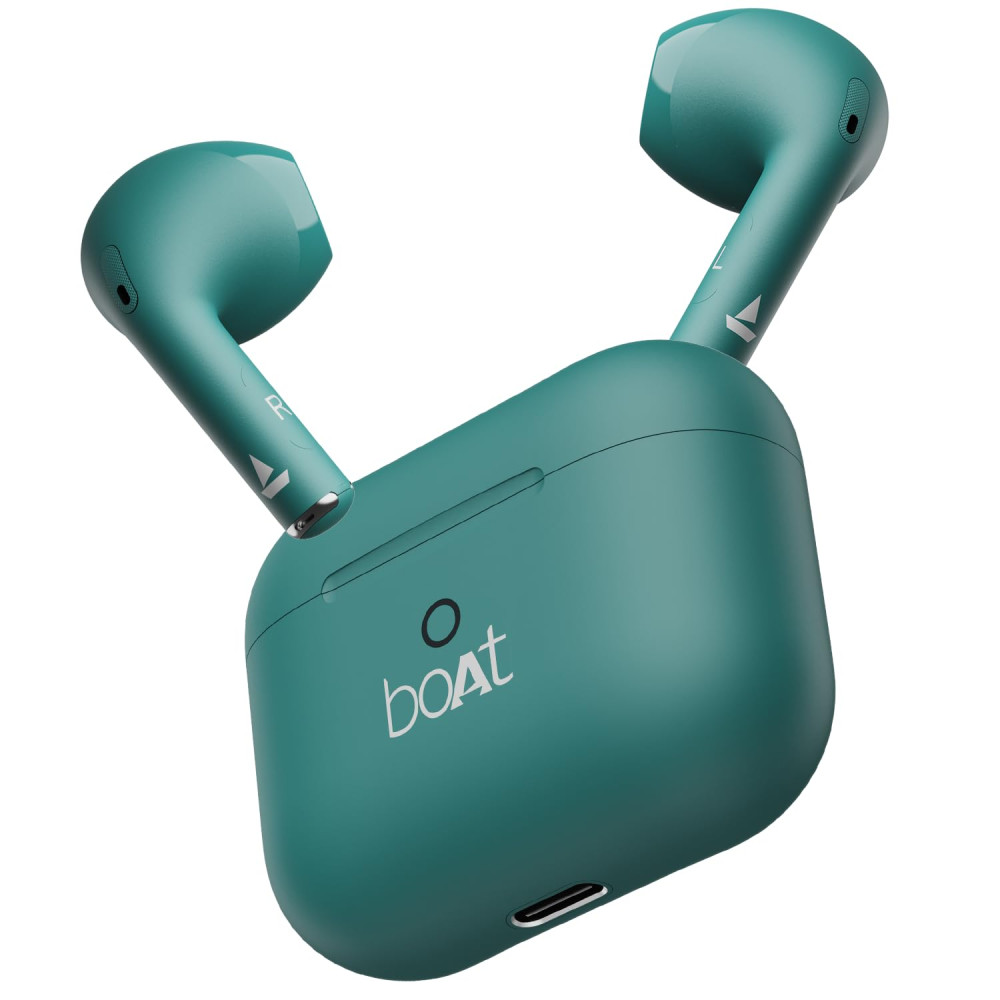 Image of boAt Airdopes Joy, 35Hrs Battery, Fast Charge, IWP Tech, Low Latency, 2Mic ENx, Type-C Port, v5.3 Bluetooth Earbuds, TWS Ear Buds Wireless Earphones with mic(Dark Cyan)