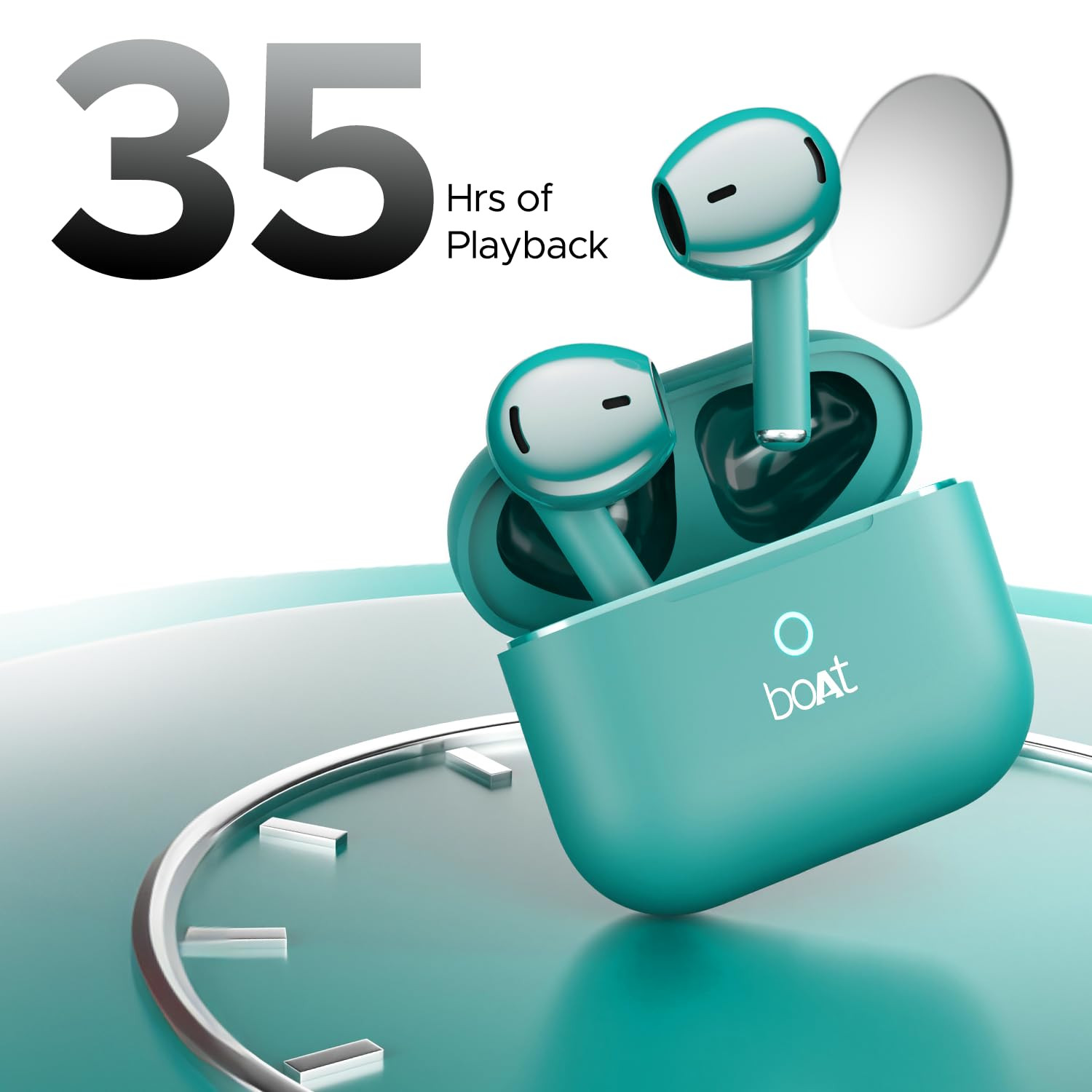 boAt Airdopes Joy 35Hrs Battery Fast Charge IWP Tech Low Latency 2Mic ENx Type-C Port v53 Bluetooth Earbuds TWS Ear Buds Wireless Earphones with micDark Cyan