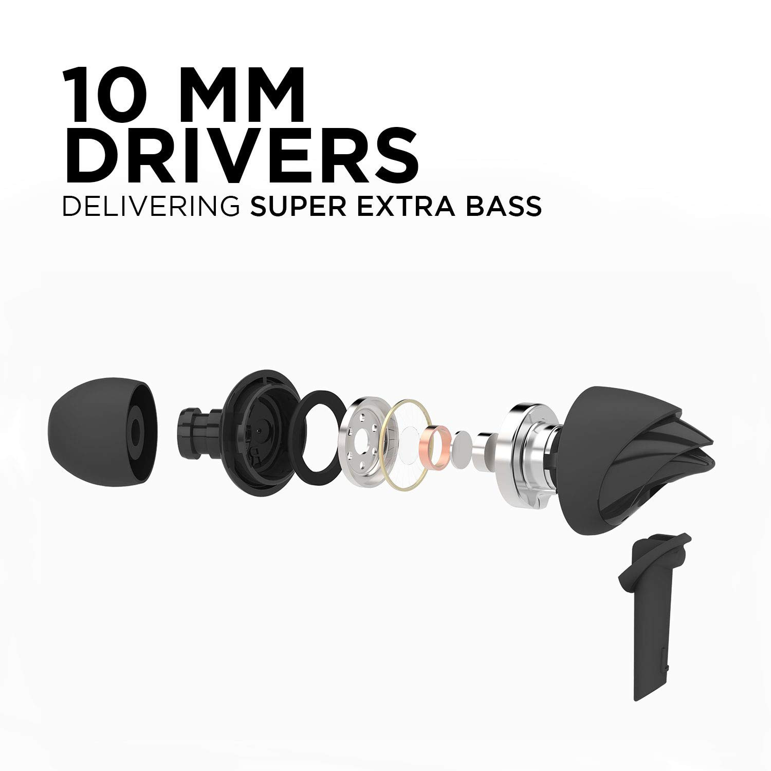 Boat BassHeads 100 in-Ear Headphones with Mic Black