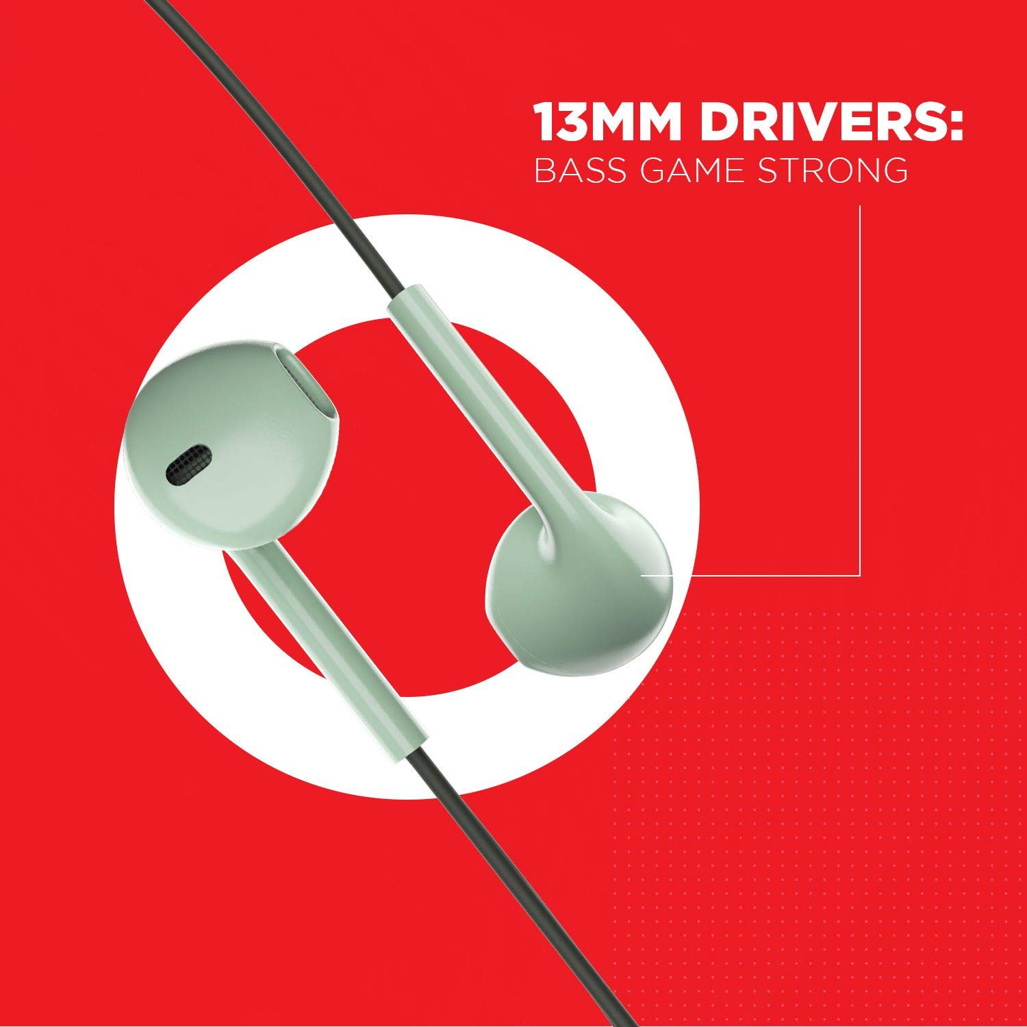 boAt bassheads 105 Wired in Ear Earphones with Mic Green