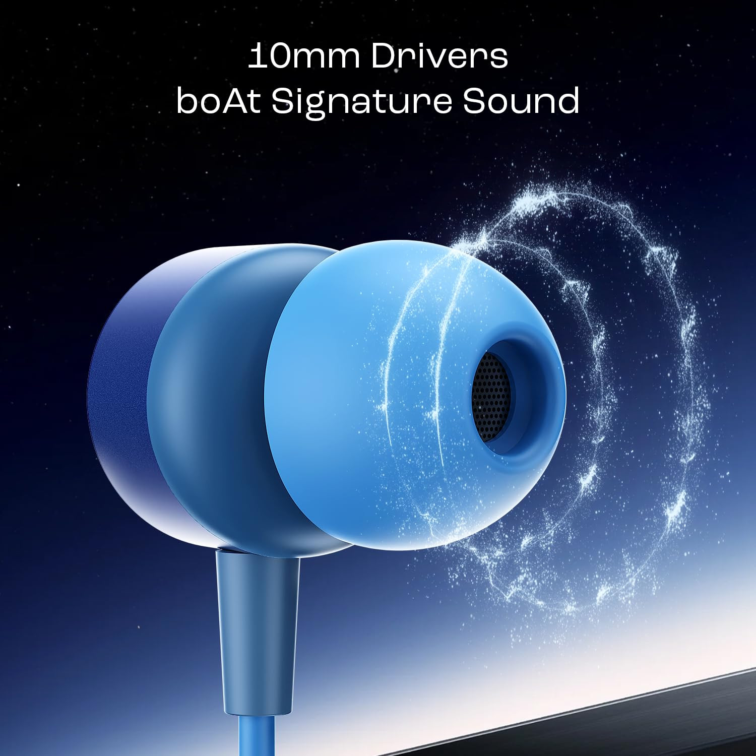 boAt Bassheads 162 V2 Wired Earphones with 10Mm Drivers Metallic in Ear Earbuds Integrated Controls in-Line Microphone Ergonomic Fit Braided Cable 35Mm JackCalm Blue