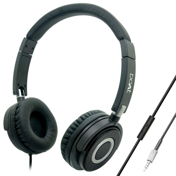 Image of boAt BassHeads 900 On-Ear Wired Headphone with Mic (Carbon Black)