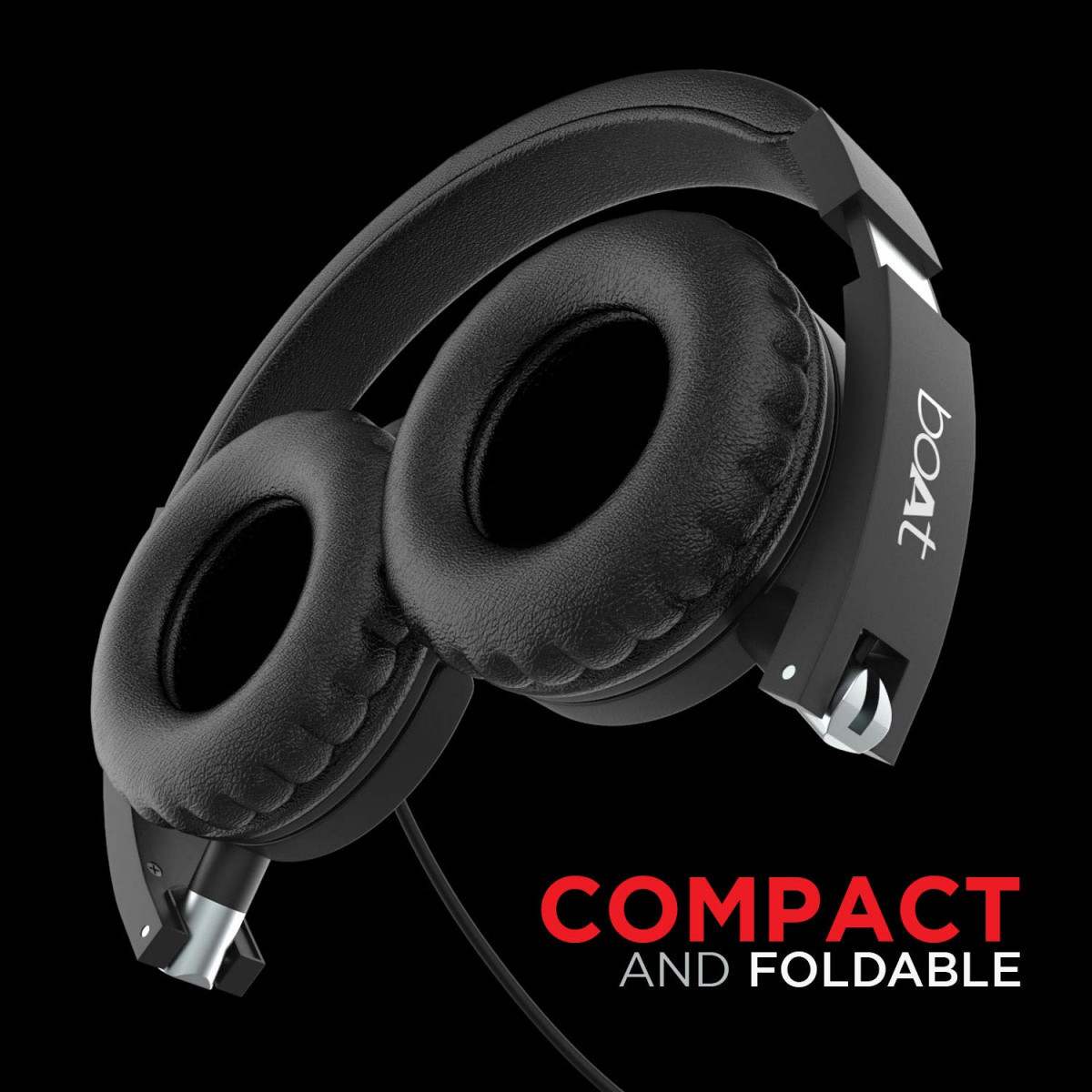 boAt BassHeads 900 On-Ear Wired Headphone with Mic Carbon Black