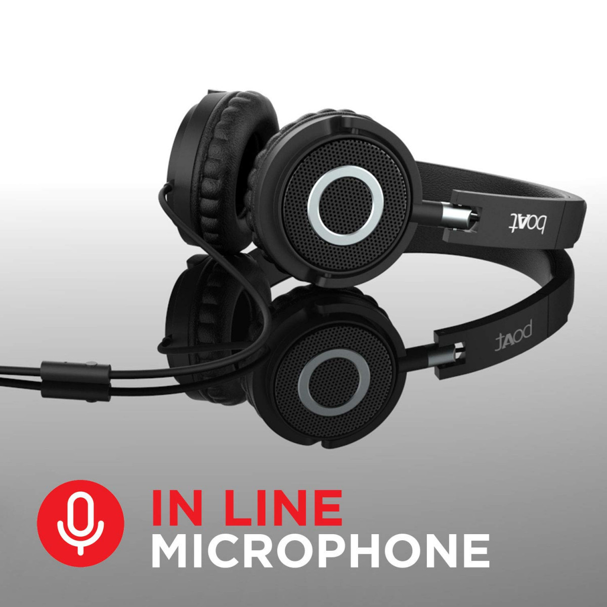 boAt BassHeads 900 On-Ear Wired Headphone with Mic Carbon Black