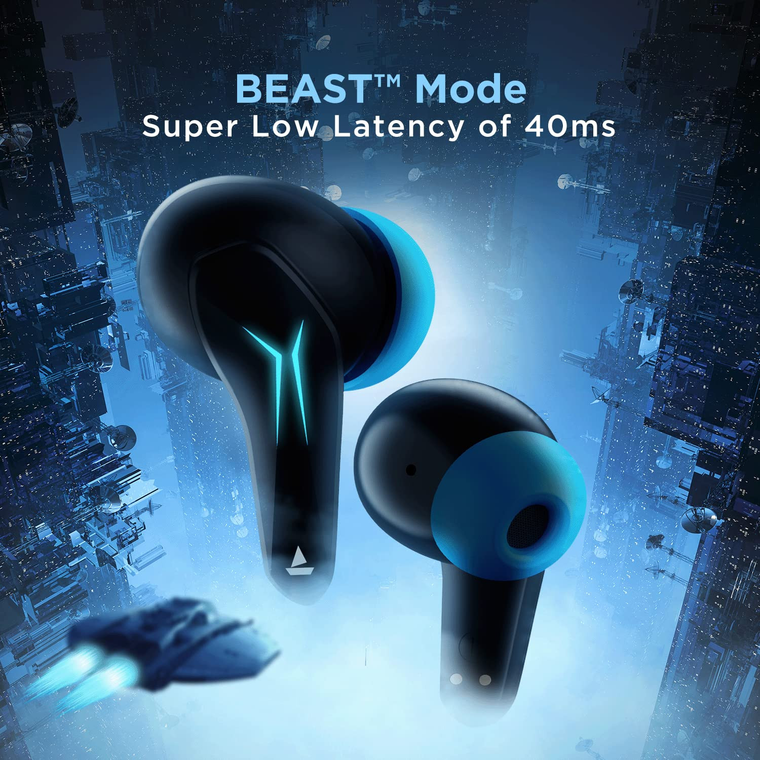 boAt Immortal 121 in Ear TWS Earbuds with Beast Mode40ms Low Latency for Gaming 40H Playtime Blazing LEDs Quad Mics ENx Signature Sound ASAP Charge10 Mins 180 MinsBlack Sabre