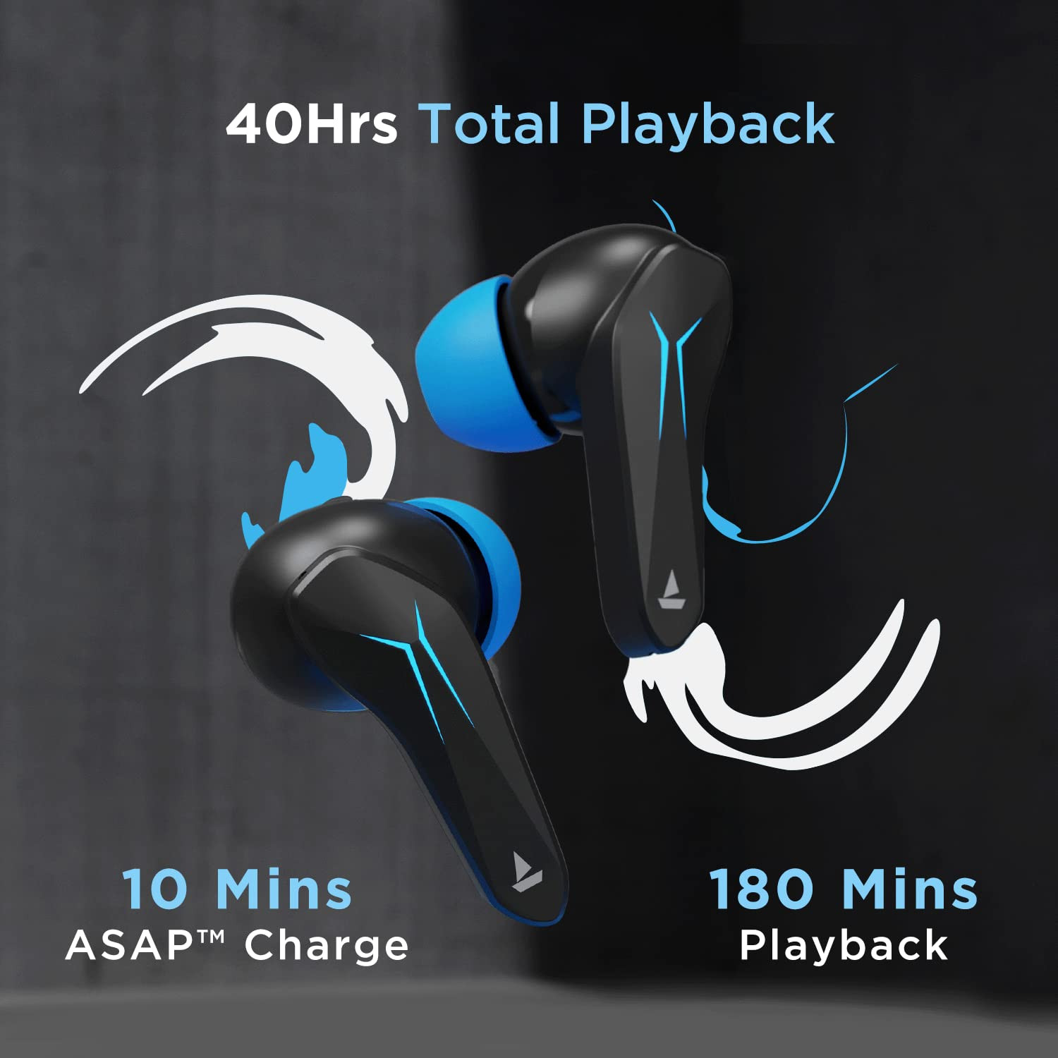 boAt Immortal 121 in Ear TWS Earbuds with Beast Mode40ms Low Latency for Gaming 40H Playtime Blazing LEDs Quad Mics ENx Signature Sound ASAP Charge10 Mins 180 MinsBlack Sabre