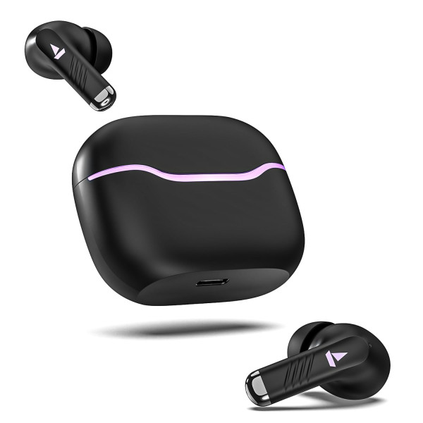 Image of boAt Immortal 125 TWS in-Ear Earbuds w/up to 40 hrs Playtime, Quad Mics with ENx Tech, Beast Mode with 40 ms Super Low Latency, ASAP Charge, IPX4 Resistance, RGB LED Lights, BT v5.3(Black Sabre)