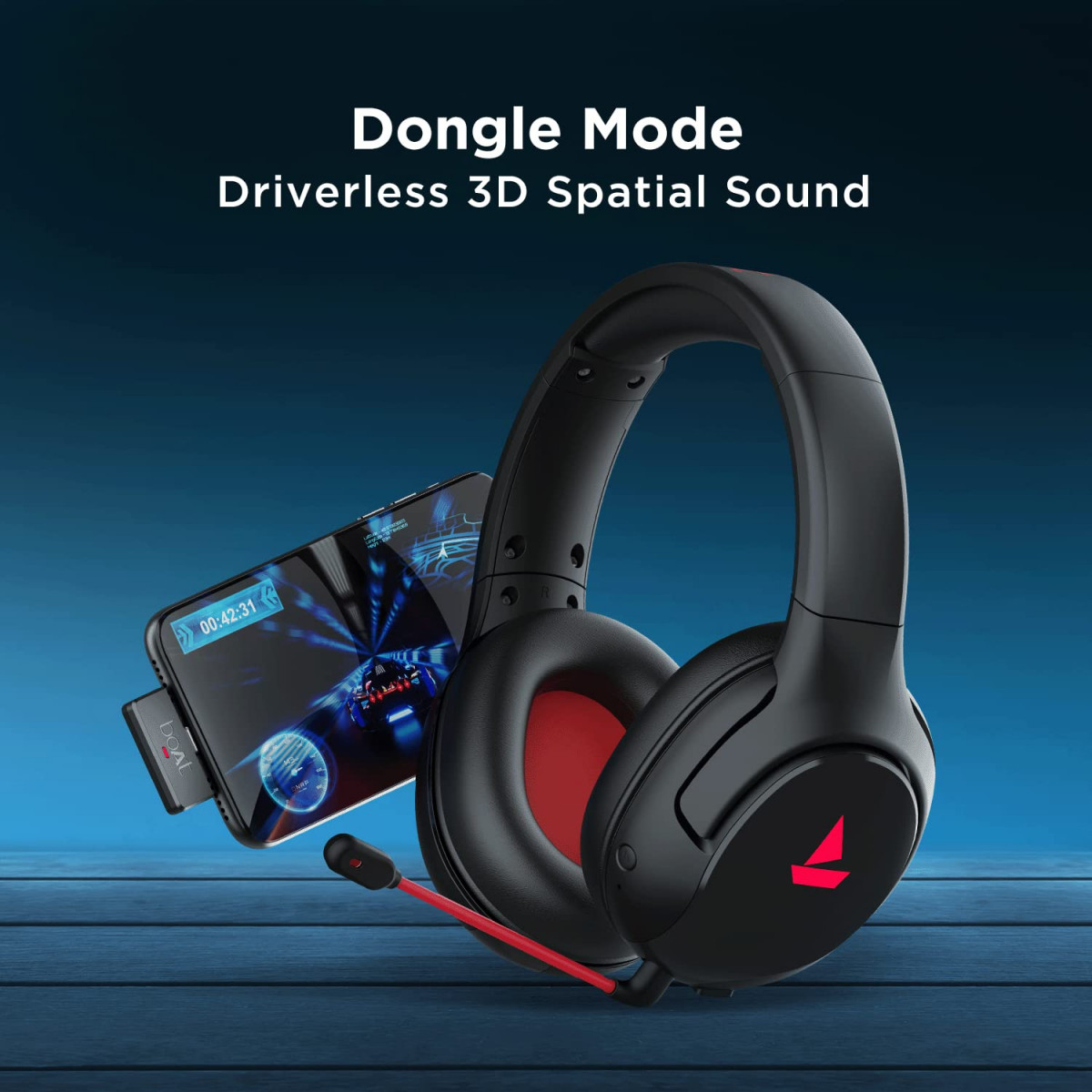 boAt Immortal Im 1300 Gaming Bluetooth Wireless Over Ear Headphones Black