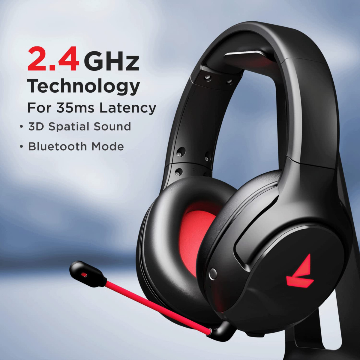 boAt Immortal Im 1300 Gaming Bluetooth Wireless Over Ear Headphones Black