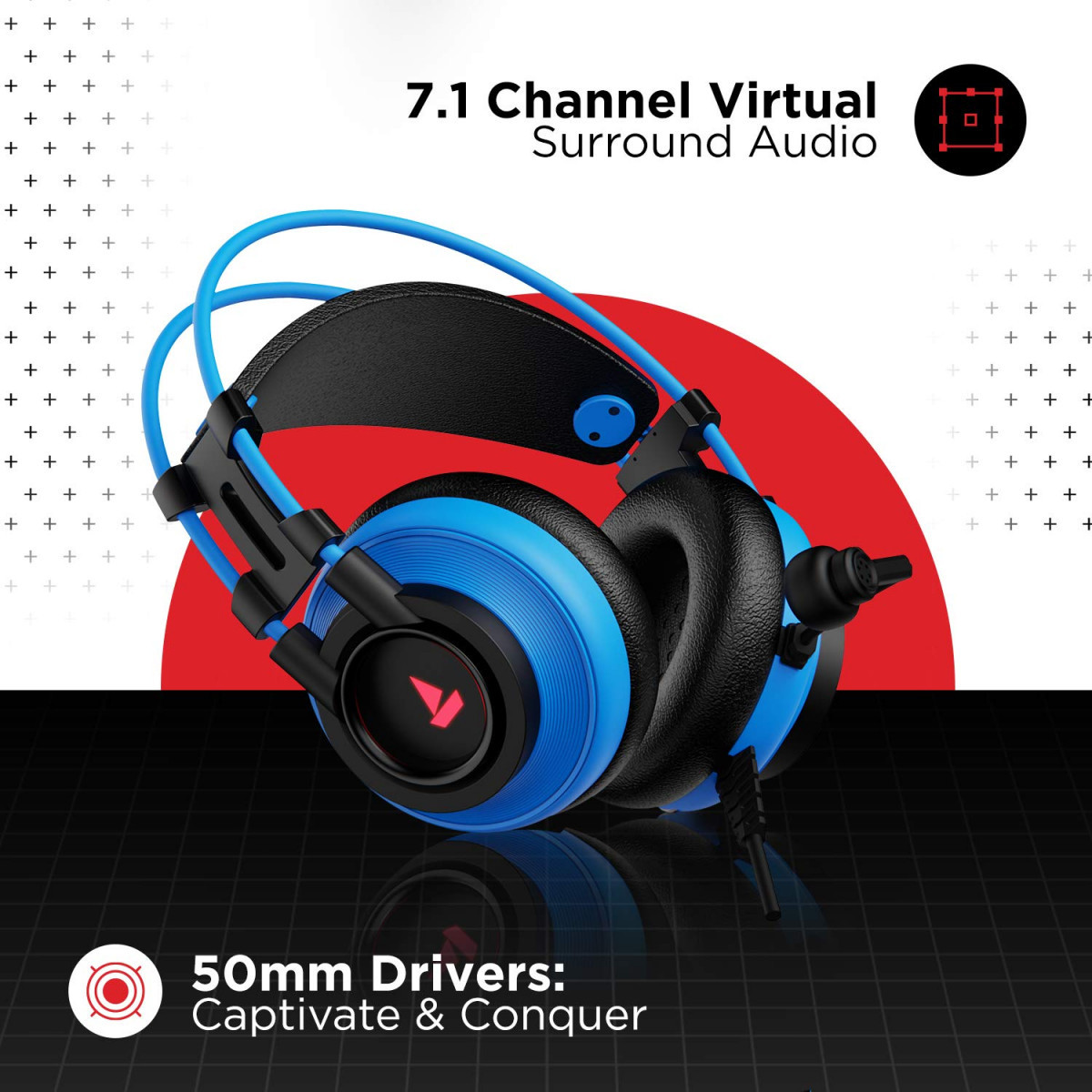boAt Immortal IM-200 71 Channel Wired Over Ear USB Gaming Headphone Blue