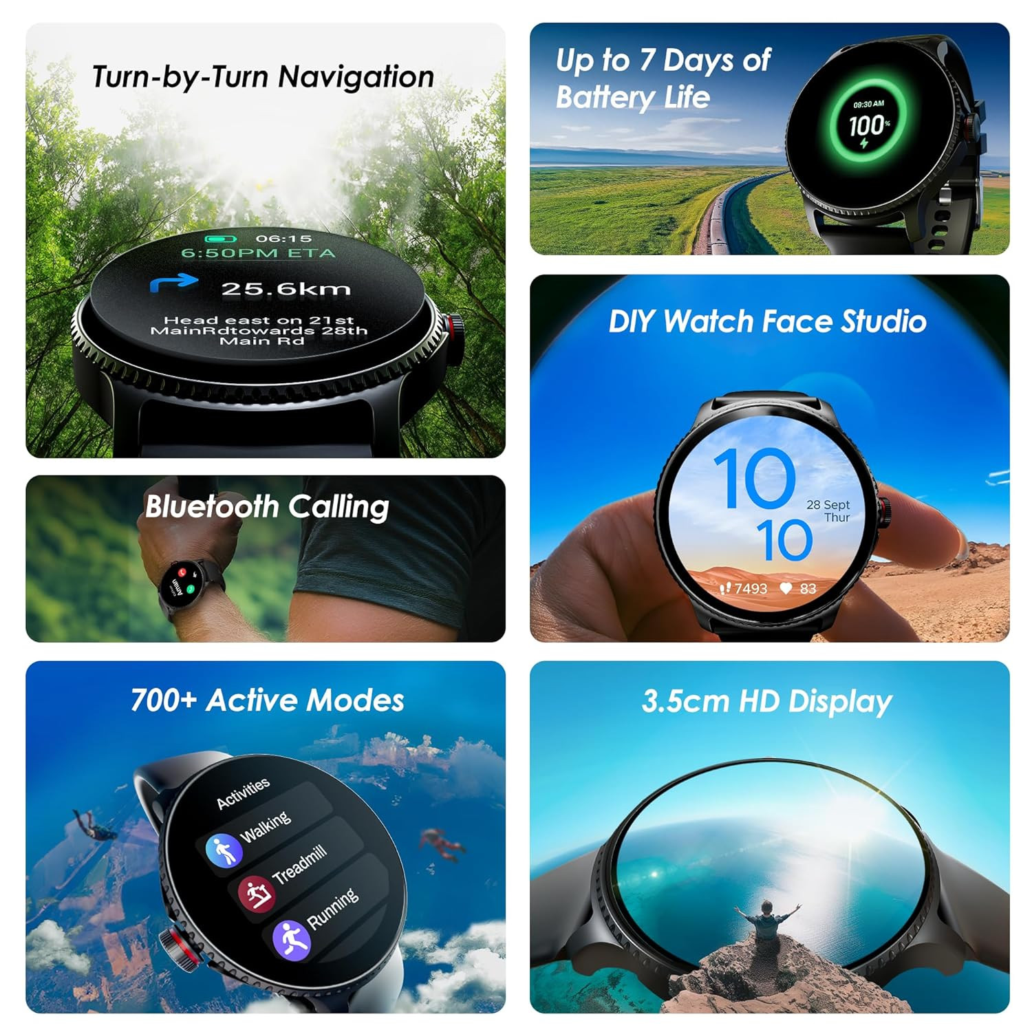 boAt Lunar Discovery w 139 35 cm HD Display Turn-by-Turn Navigation DIY Watch Face Studio Bluetooth Calling Emergency SOS QR Tray Smart Watch for Men WomenActive Black