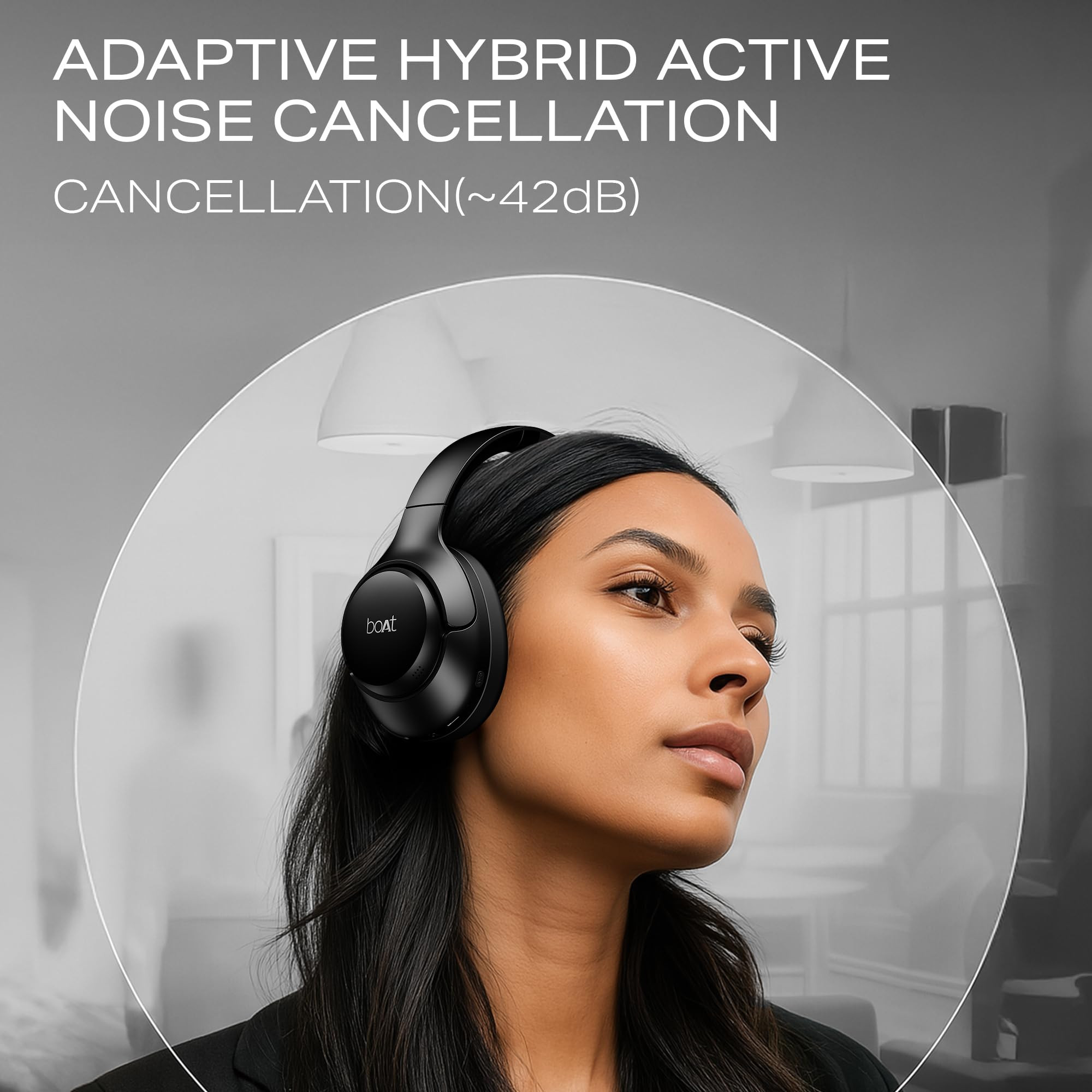 boAt New Launch Rockerz 551 ANC Pro 42dB Hybrid Adaptive ANC App Support 72Hrs Battery 40mm Titanium DriversENx TechFoldable Cups Bluetooth Over Ear Headphones with Mic Cosmic Black