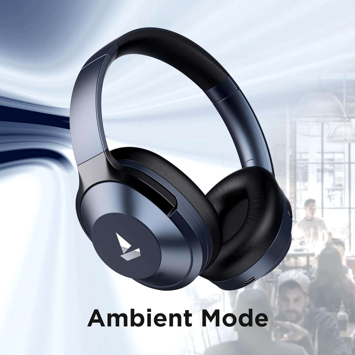 boAt Nirvana 751 ANC Hybrid Active Noise Cancelling Bluetooth Wireless Over Ear Headphones Bold Blue
