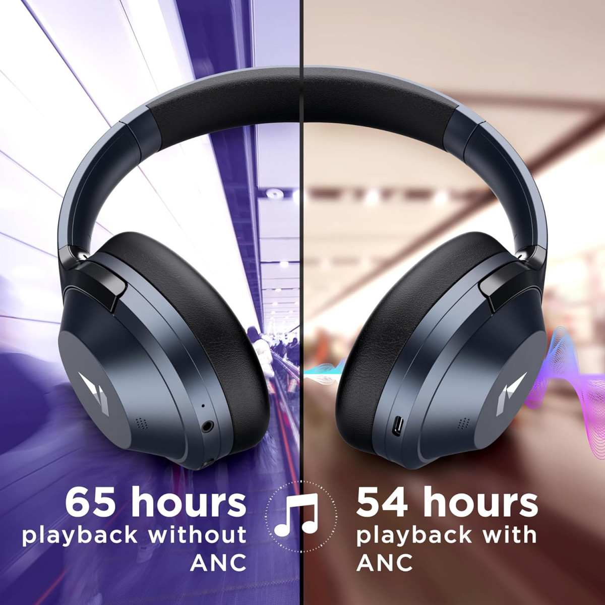 boAt Nirvana 751 ANC Hybrid Active Noise Cancelling Bluetooth Wireless Over Ear Headphones Bold Blue