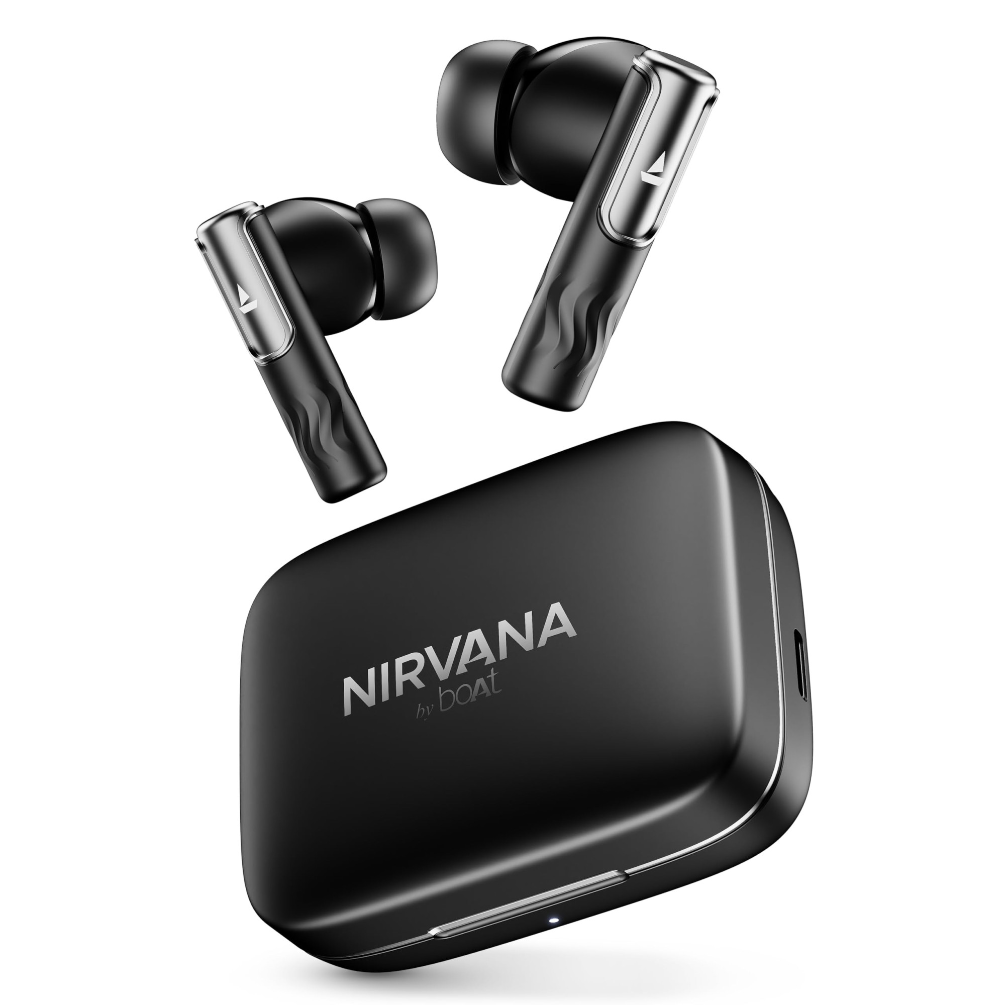 boAt Nirvana Ivy 50dB Hybrid Active Noise Cancellation 360 Spatial AudioFast ChargeApp Support v53 Bluetooth Earbuds TWS Ear Buds Wireless Earphones with mic Gunmetal Black