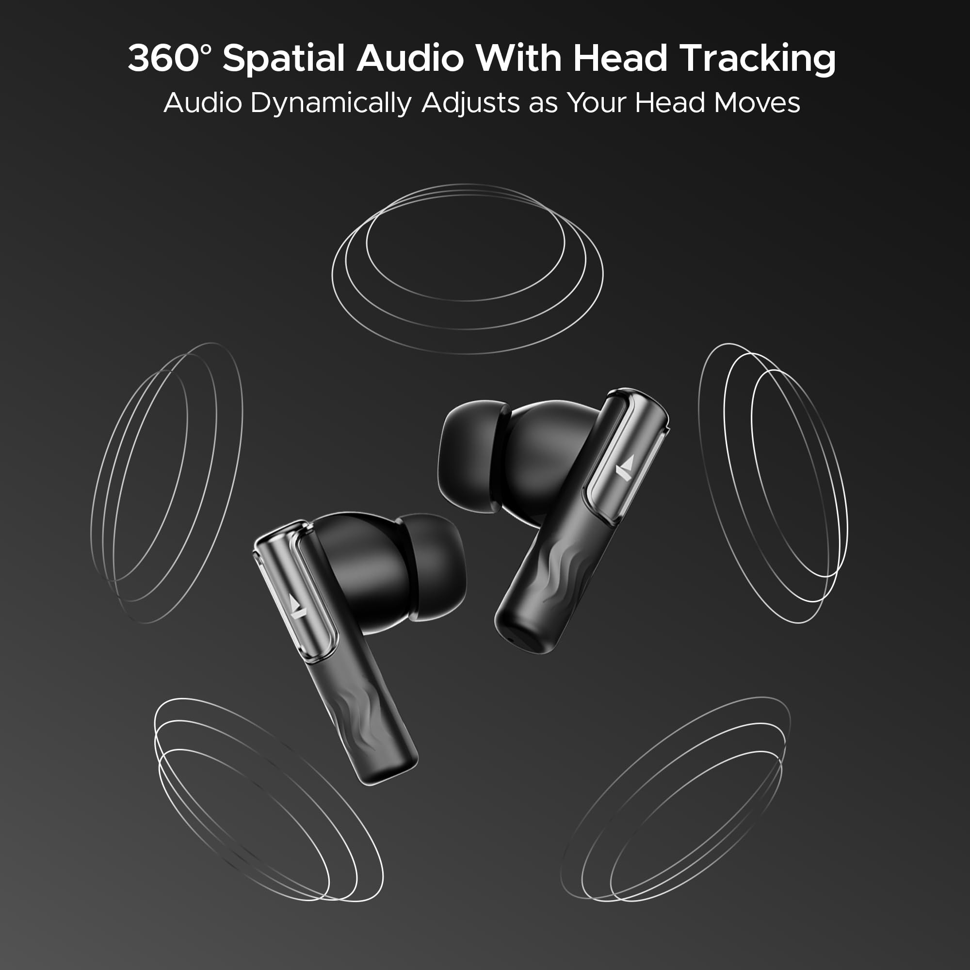 boAt Nirvana Ivy 50dB Hybrid Active Noise Cancellation 360 Spatial AudioFast ChargeApp Support v53 Bluetooth Earbuds TWS Ear Buds Wireless Earphones with mic Gunmetal Black