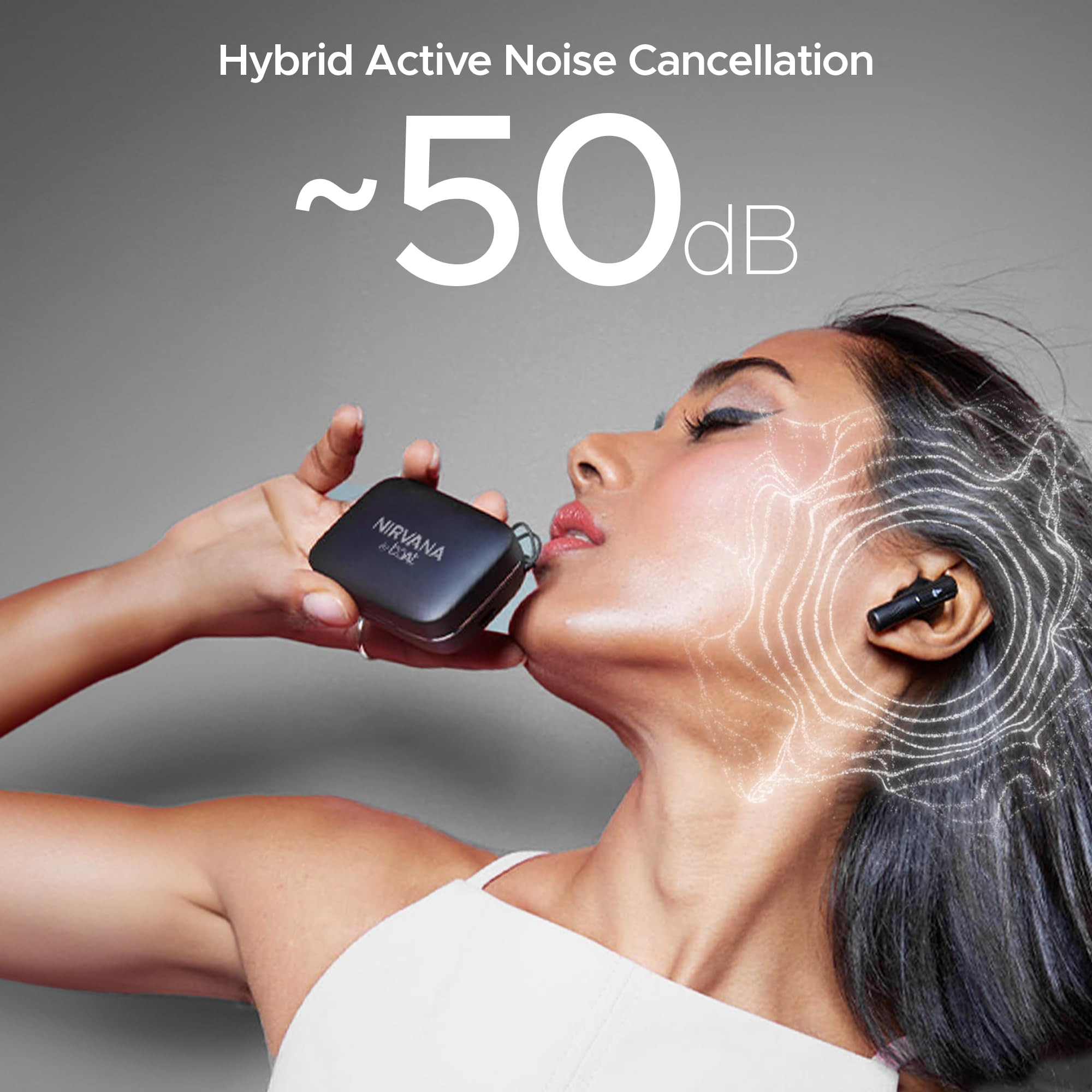 boAt Nirvana Ivy 50dB Hybrid Active Noise Cancellation 360 Spatial AudioFast ChargeApp Support v53 Bluetooth Earbuds TWS Ear Buds Wireless Earphones with mic Gunmetal Black
