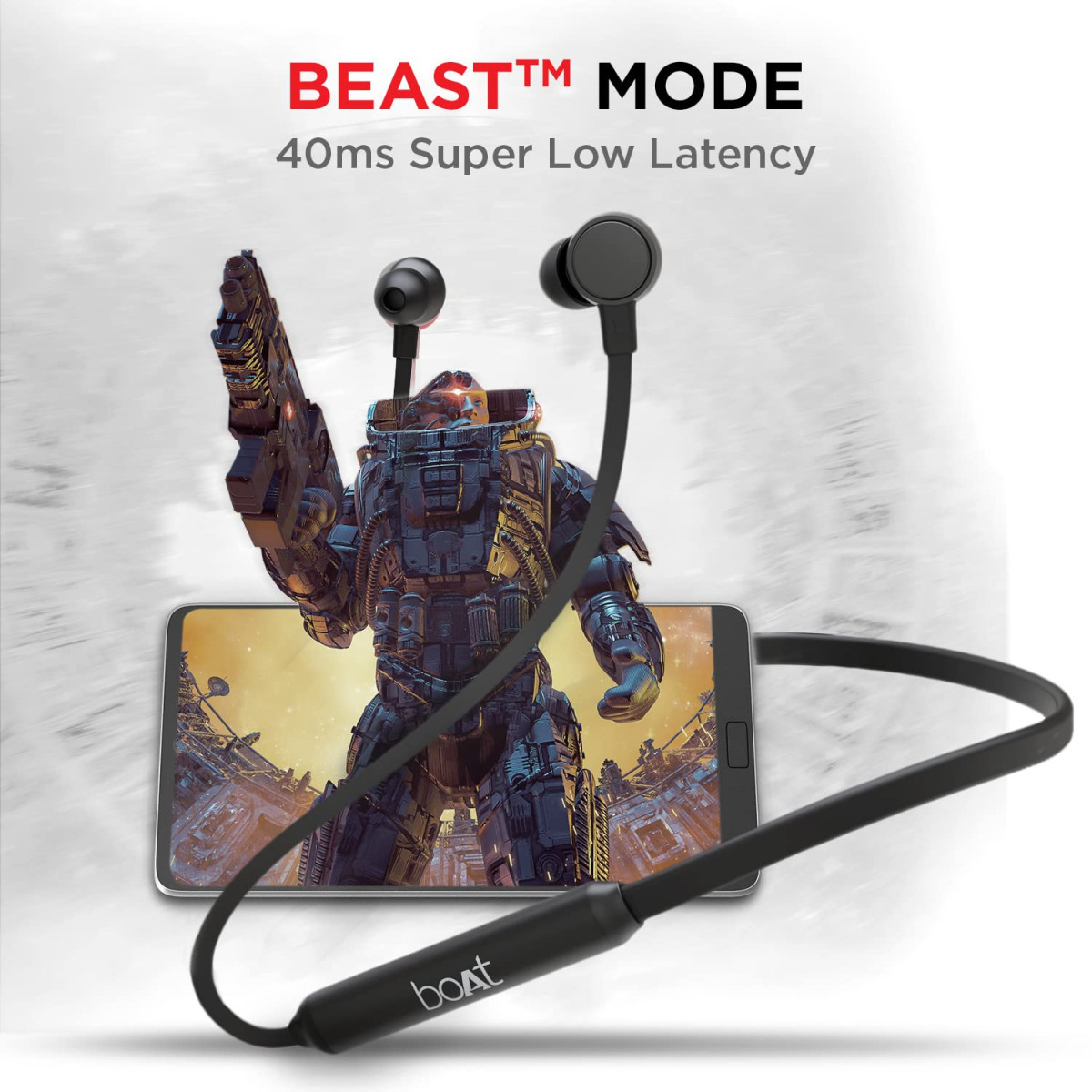 boAt Rockerz 103 Pro Bluetooth in Ear Neckband with Beast Mode40ms Low Latency ENx Tech ASAP ChargeFast Charge Upto 20HRS Playback Signature Sound BT v53 IPX4Active Black